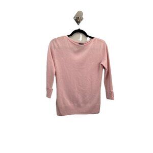 Prive Cashmere Sweater Pink Preppy 3/4 Sleeve Size XS